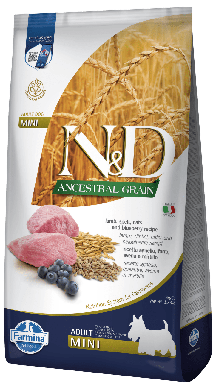 N&D Ancestral Grain Dog Adult Lamb & Blueberry Mini 7kg