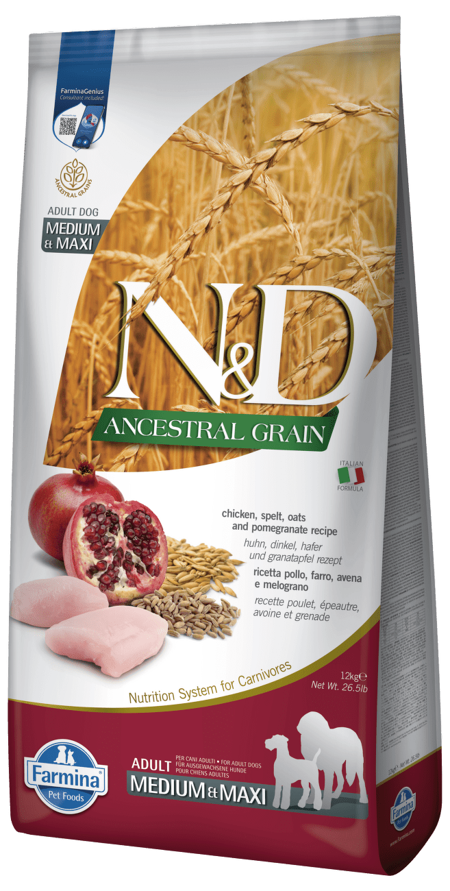 N&D Ancestral Grain Dog Adult Medium/Maxi Chicken&Pomegranate 12kg