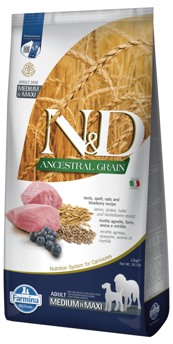N&D Ancestral Grain Dog Adult Medium/Maxi Lamb&Blueberry 12kg
