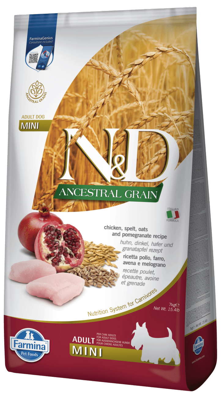 N&D Ancestral Grain Dog Adult Mini Chicken & Pomegranate 7kg