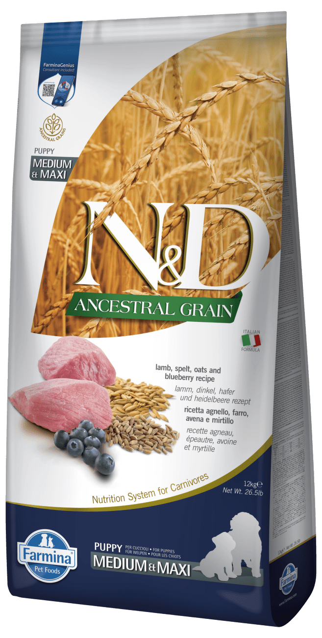 N&D Ancestral Grain Dog Puppy Medium/Maxi Lamb&Blueberry 12kg