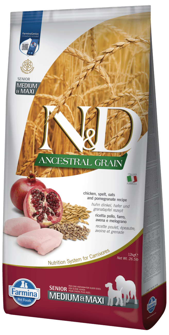 N&D Ancestral Grain Dog Senior Medium/Maxi Chicken&Pomegrate 12kg