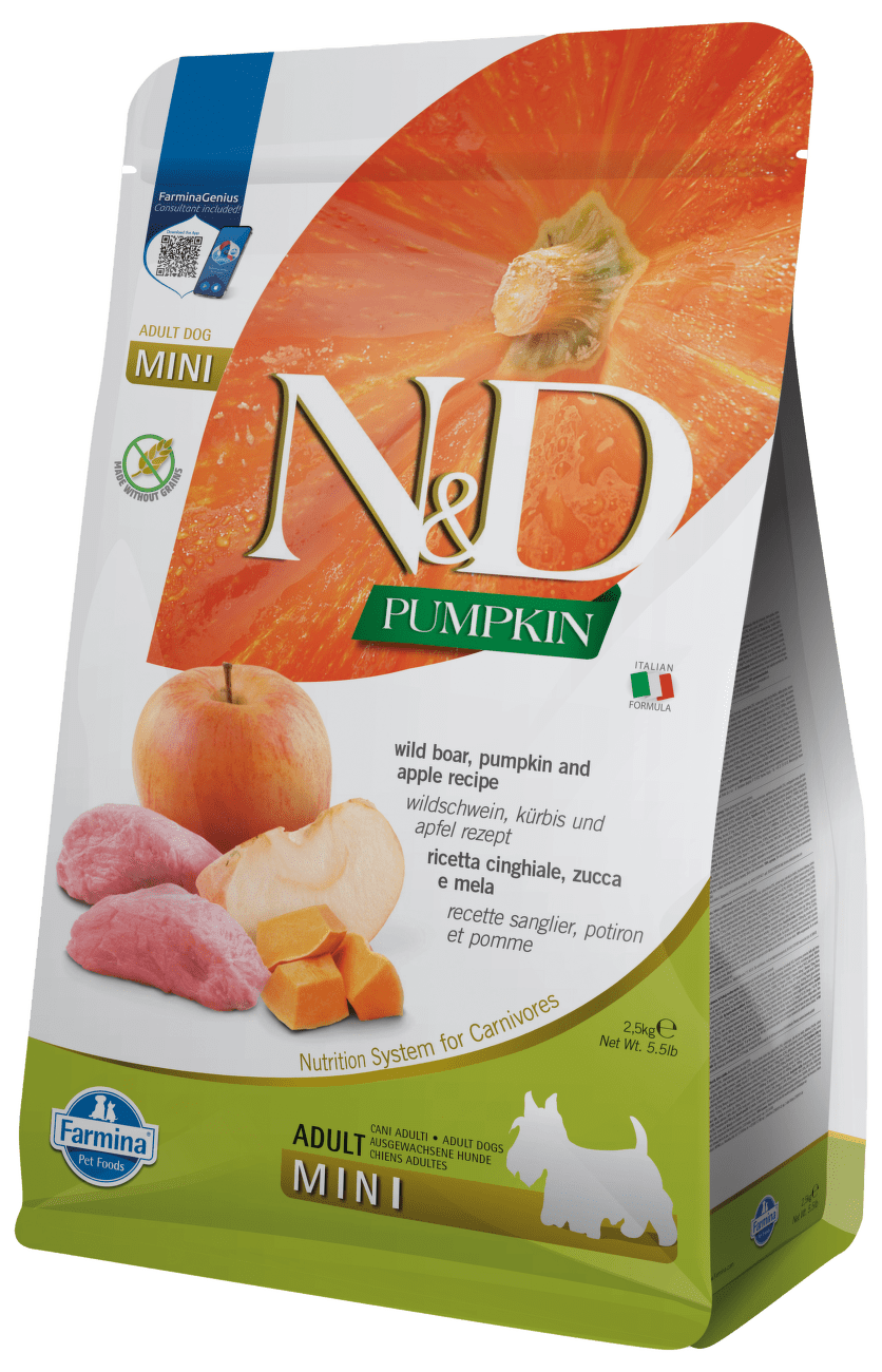 N & D GF Pumpkin DOG Adult Mini Boar & Apple 2,5kg