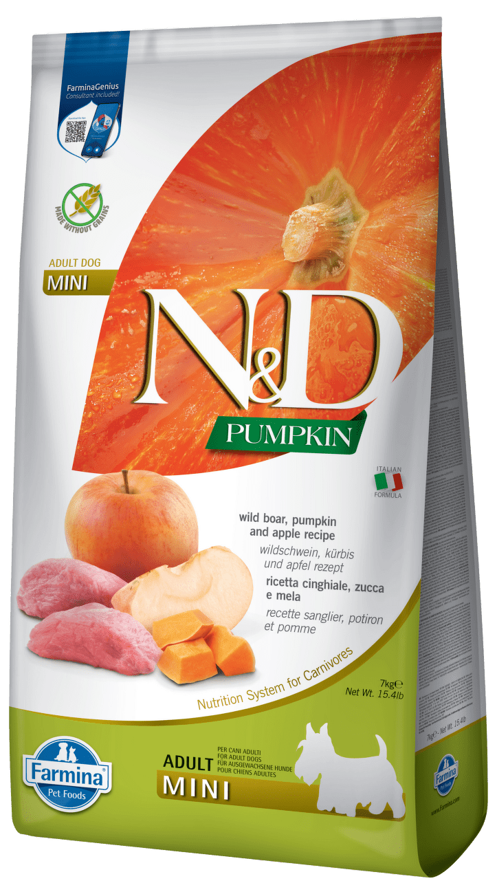 N & D GF Pumpkin DOG Adult Mini Boar & Apple 7kg