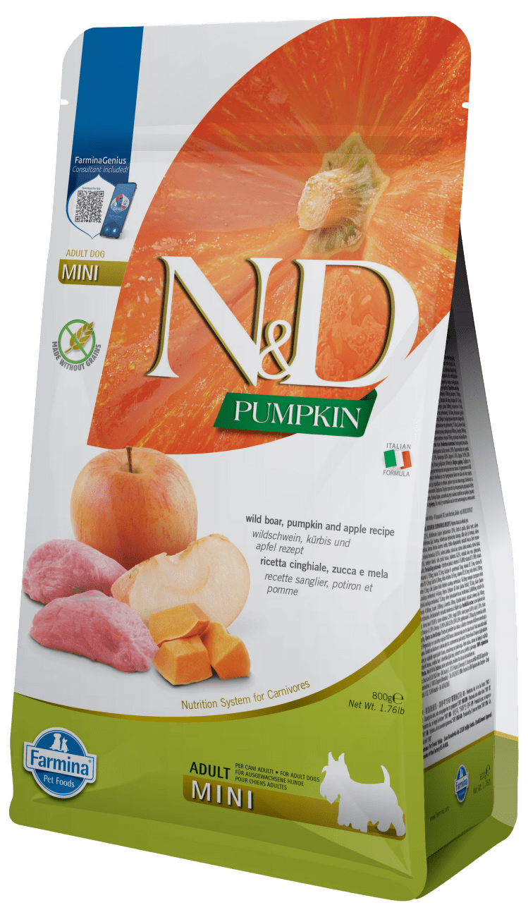 N & D GF Pumpkin DOG Adult Mini Boar & Apple 800g