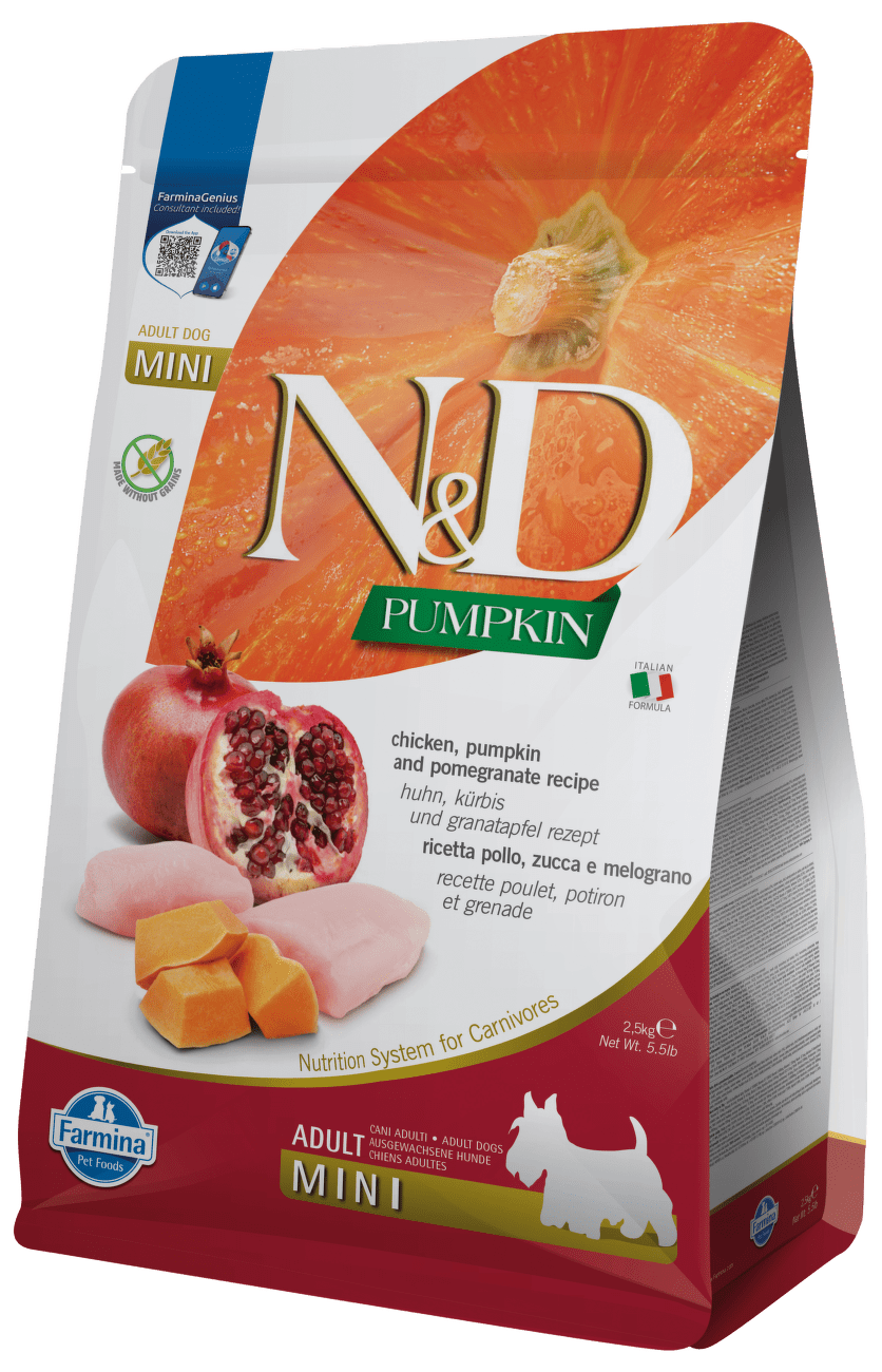 N & D GF Pumpkin DOG Adult Mini Chicken & Pomegranat 2,5kg