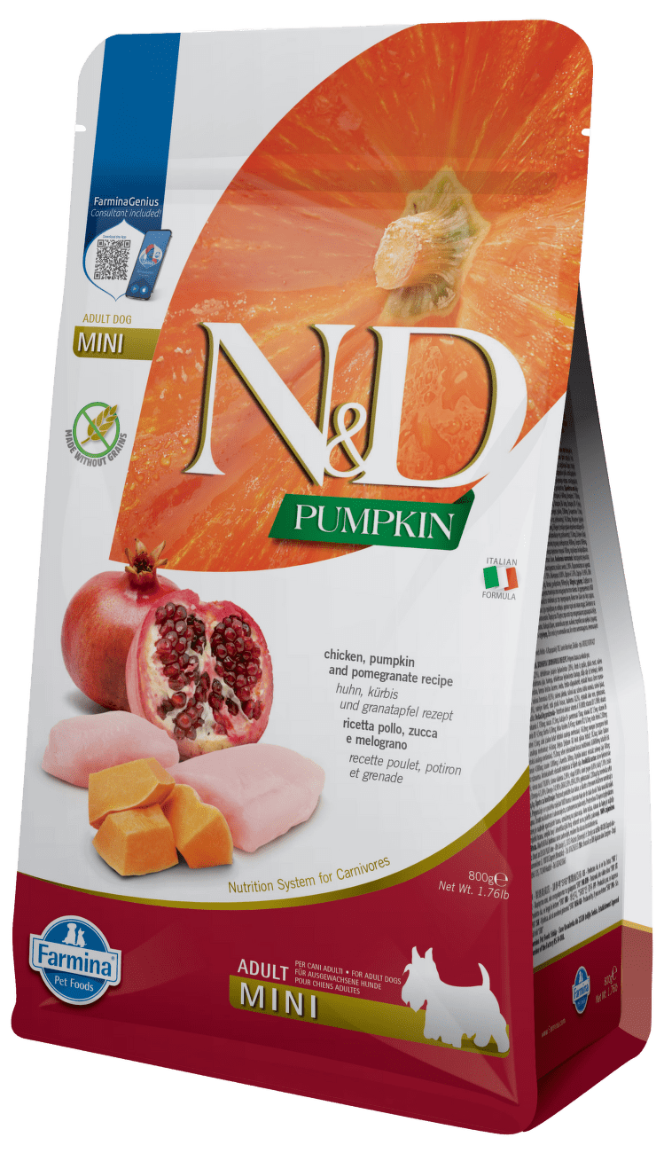 N & D GF Pumpkin DOG Adult Mini Chicken & Pomegranate 800g