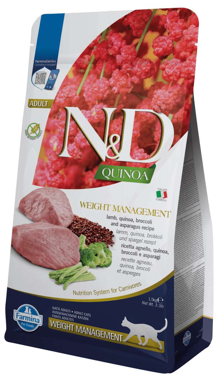N & D GF Quinoa CAT Weight Mngmnt Lamb & Broccoli 1,5kg