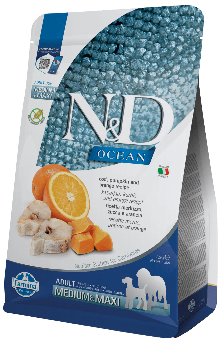 N&D Ocean Dog Adult Medium/Maxi Codfish&Pumpkin&Orange 2,5kg