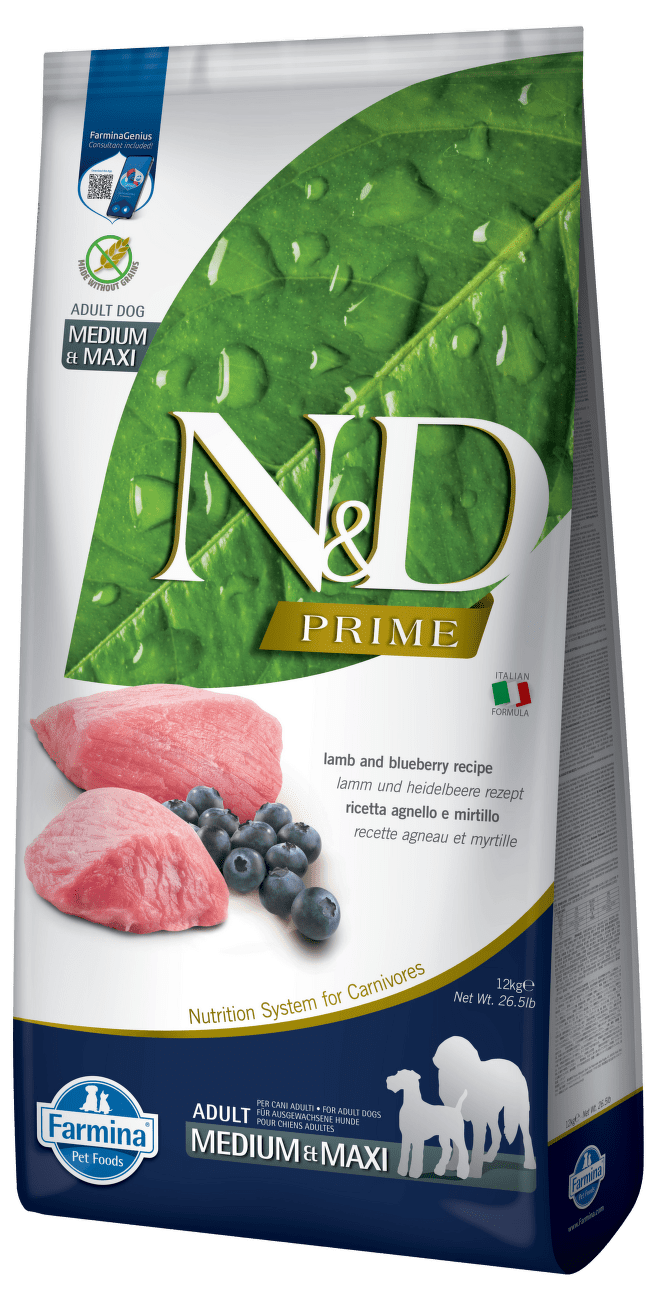 N&D Prime Dog Adult Medium/Maxi Lamb&Blueberry 12kg