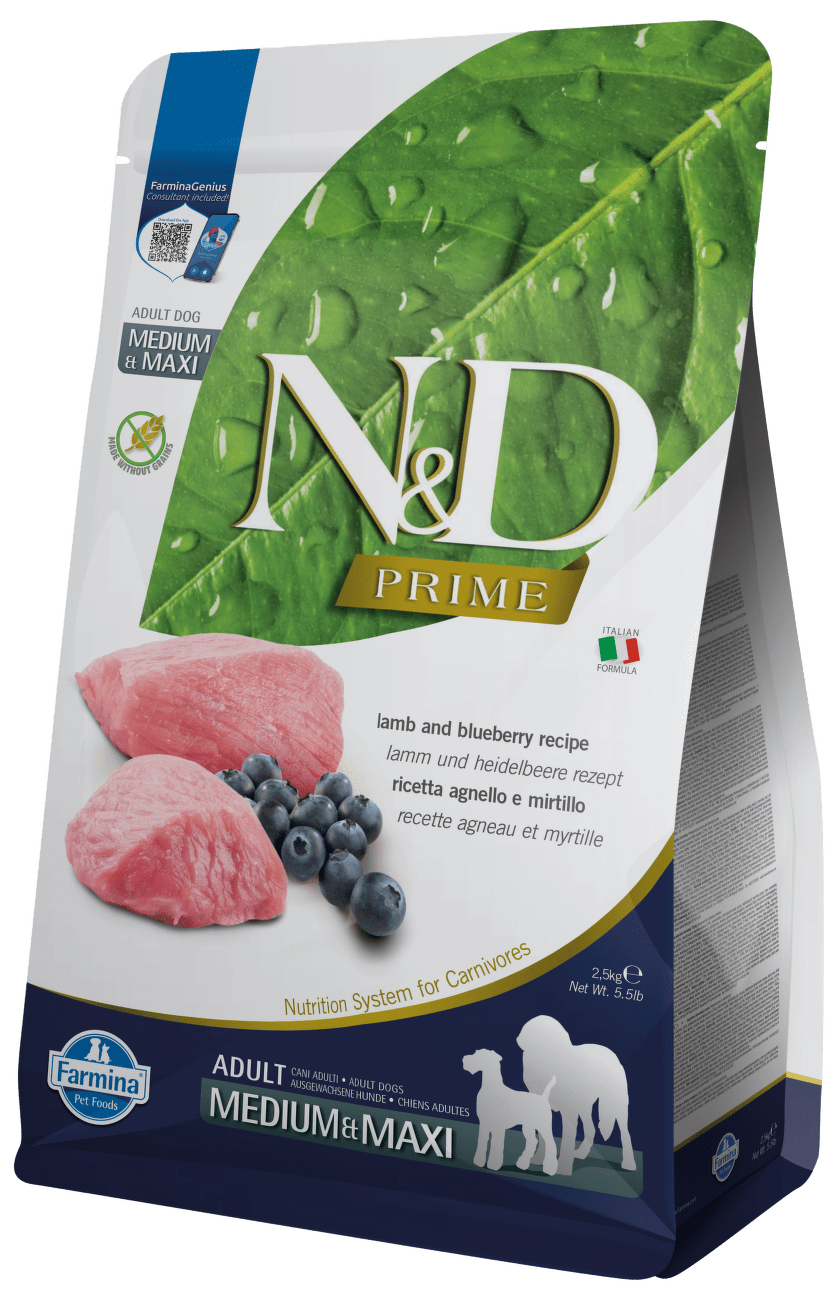 N&D Prime Dog Adult Medium/Maxi Lamb&Blueberry 2,5kg