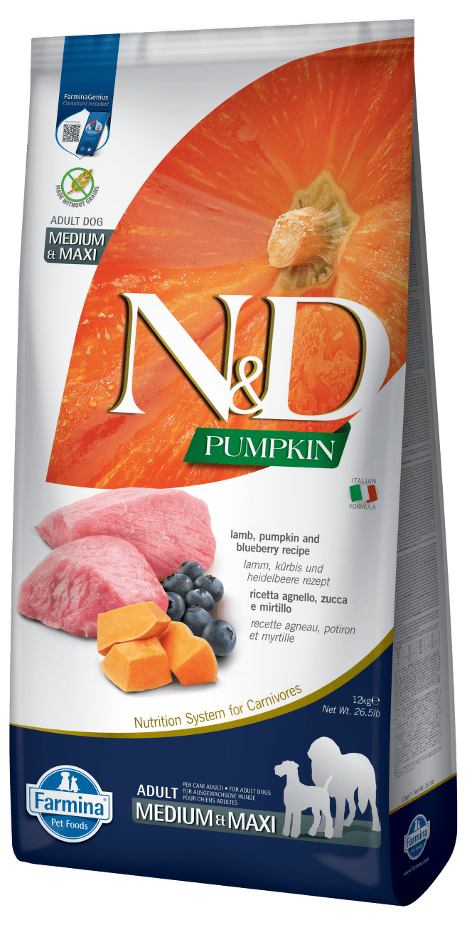 N&D Pumpkin Dog Adult Medium/Maxi Lamb&Blueberry 12kg