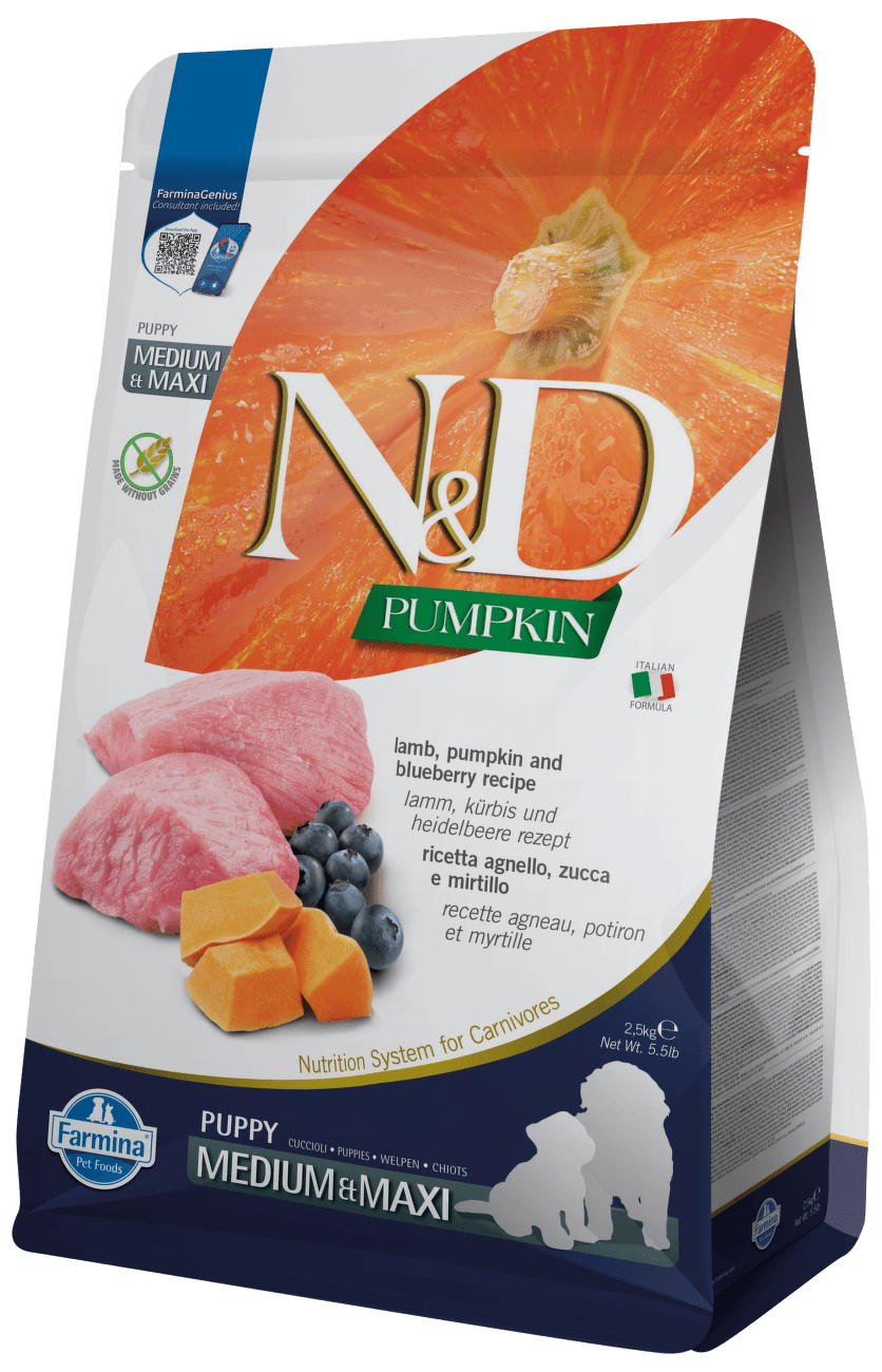 N&D Pumpkin Dog Puppy M/L Lamb & Blueberry 2,5kg