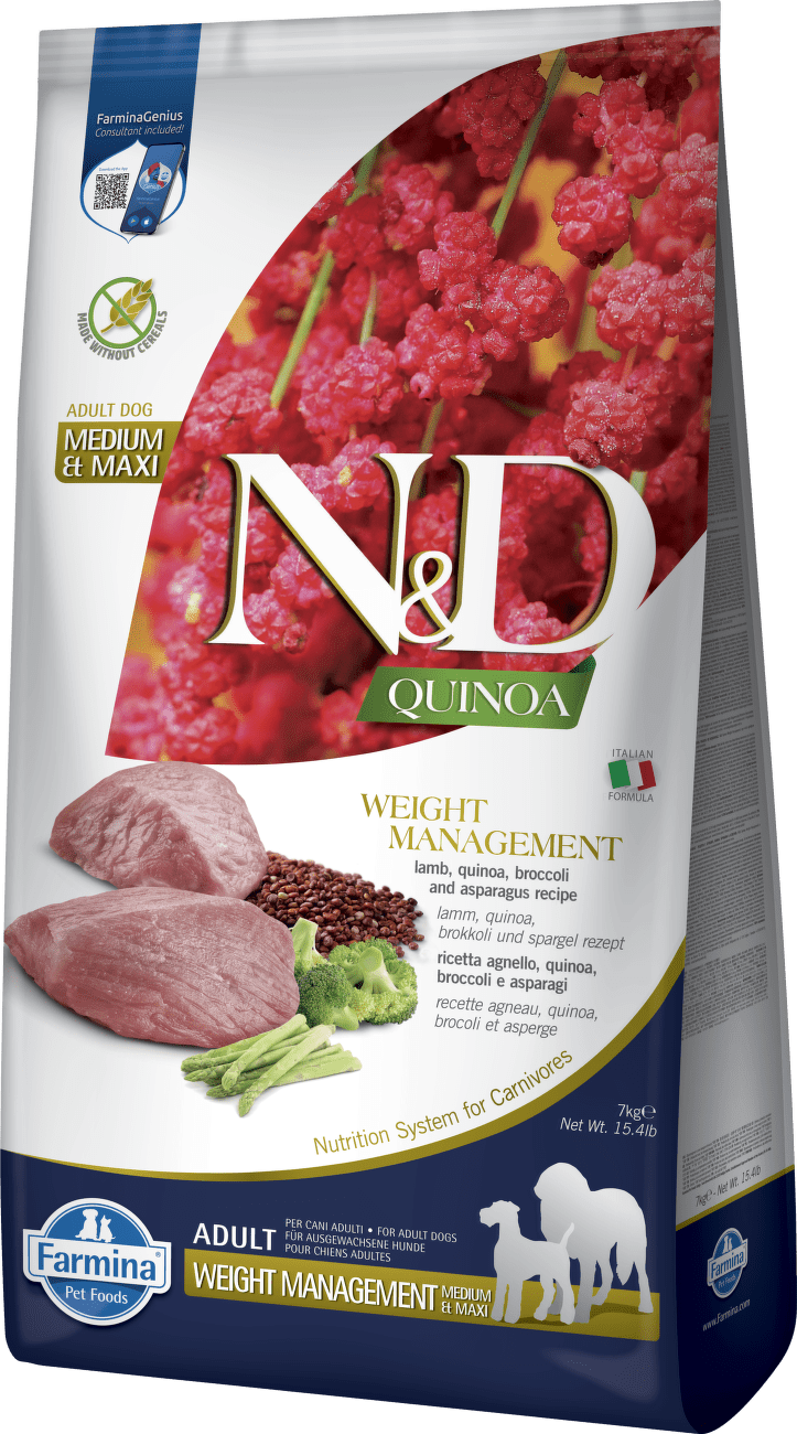 N&D Quinoa Dog Weight Management Medium/Maxi Lamb&Broccoli 7kg