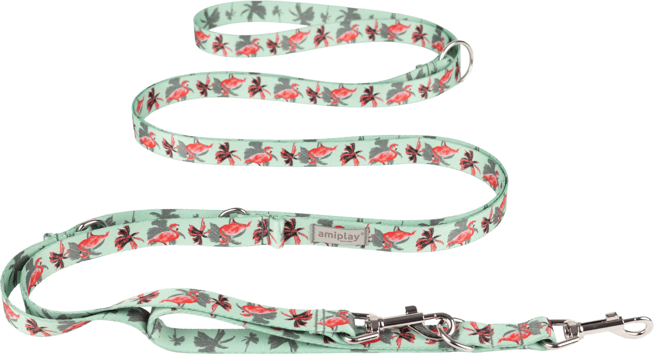 Nastavitelné vodítko Amiplay BeHappy 8v1 Flamingo S 200–400 cm × 1,5 cm