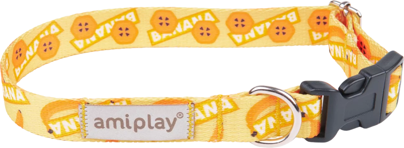Nastavitelný obojek Amiplay BeHappy Banana L 35–50 cm × 2,5 cm