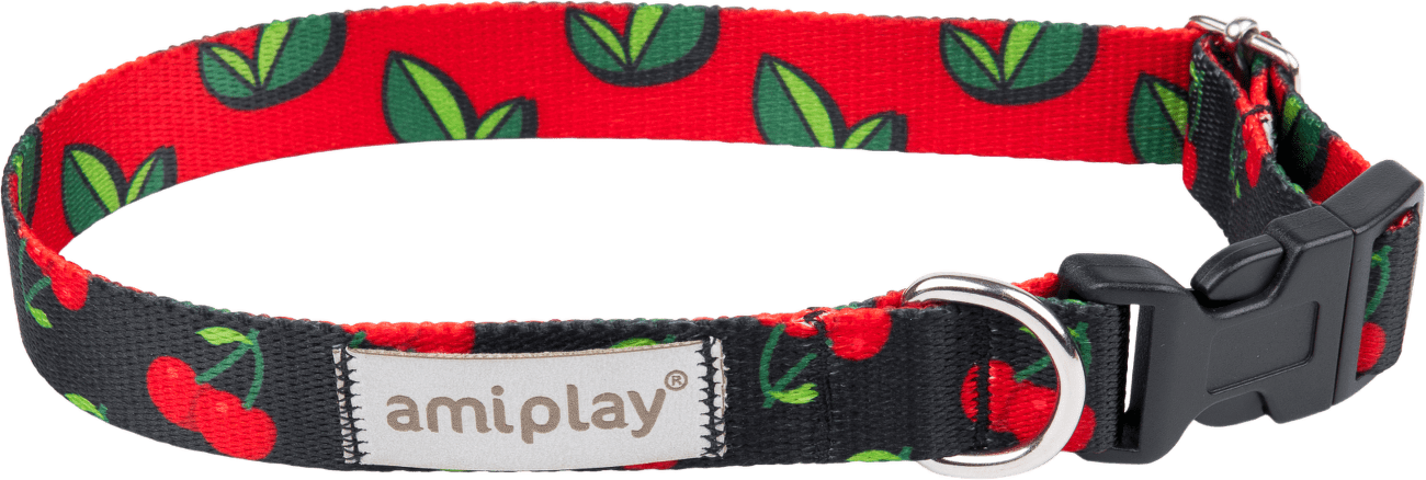 Nastavitelný obojek Amiplay BeHappy Cherry L 35–50 cm × 2,5 cm