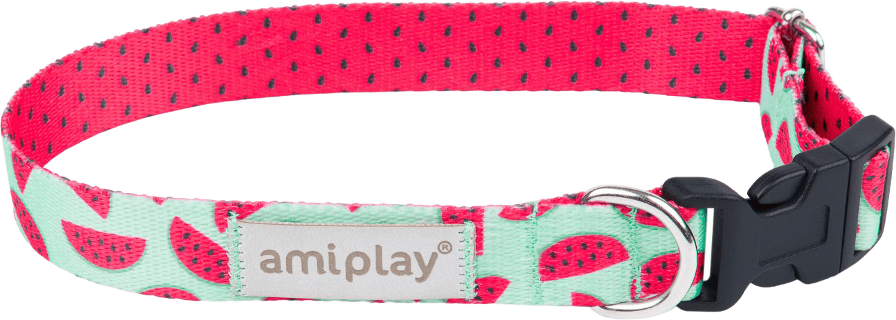 Nastavitelný obojek Amiplay BeHappy Watermelon L 35–50 cm × 2,5 cm