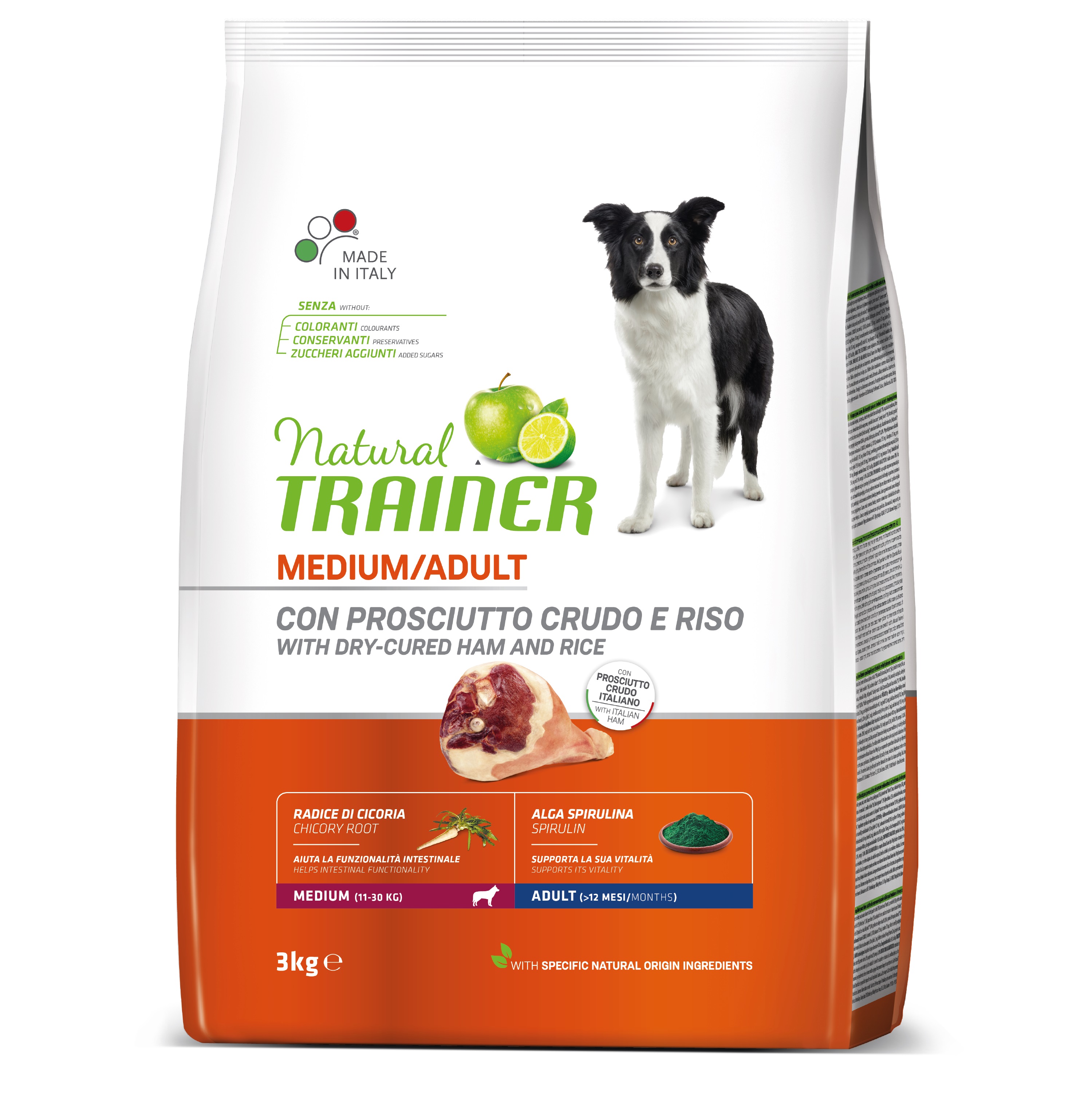 Natural Trainer Medium Adult prosciutto a rýže 3 kg