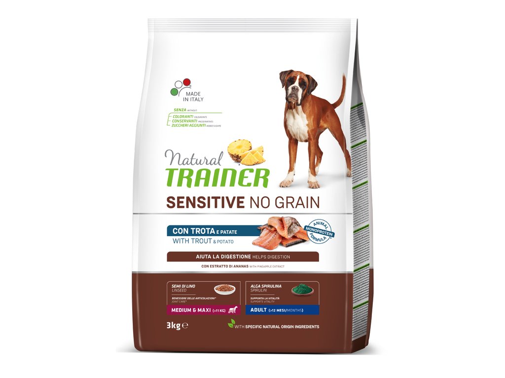 Natural Trainer Sensitive Dog No Grain Medium / Maxi pstruh 3 kg