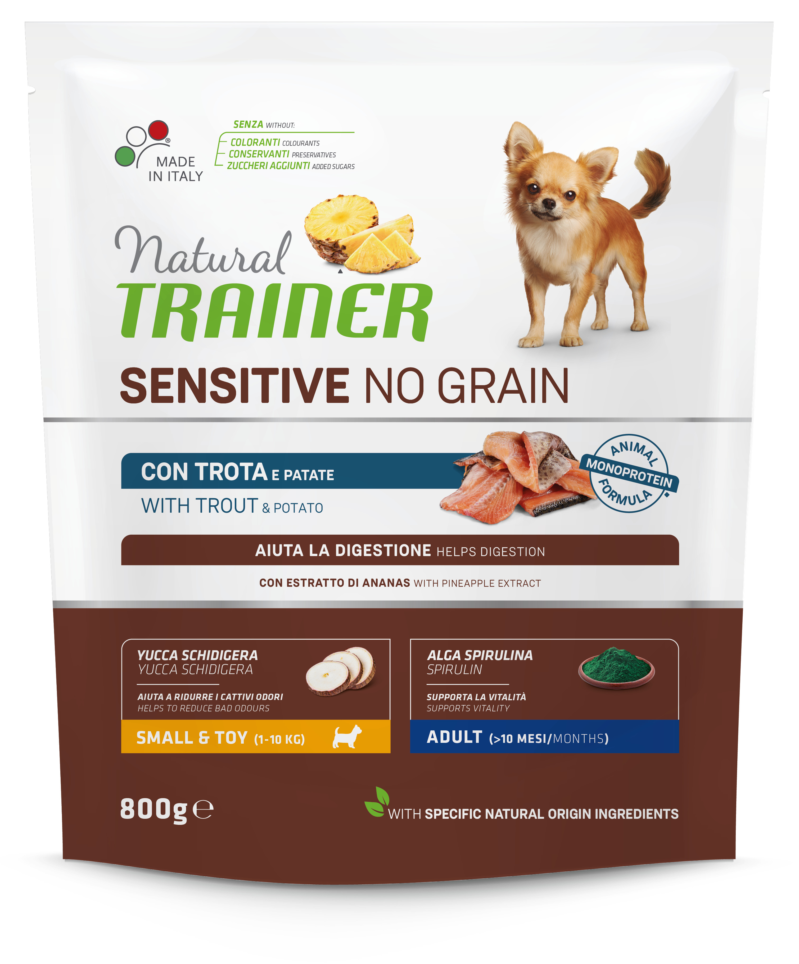 Natural Trainer Sensitive Dog No Grain Mini pstruh 800 g