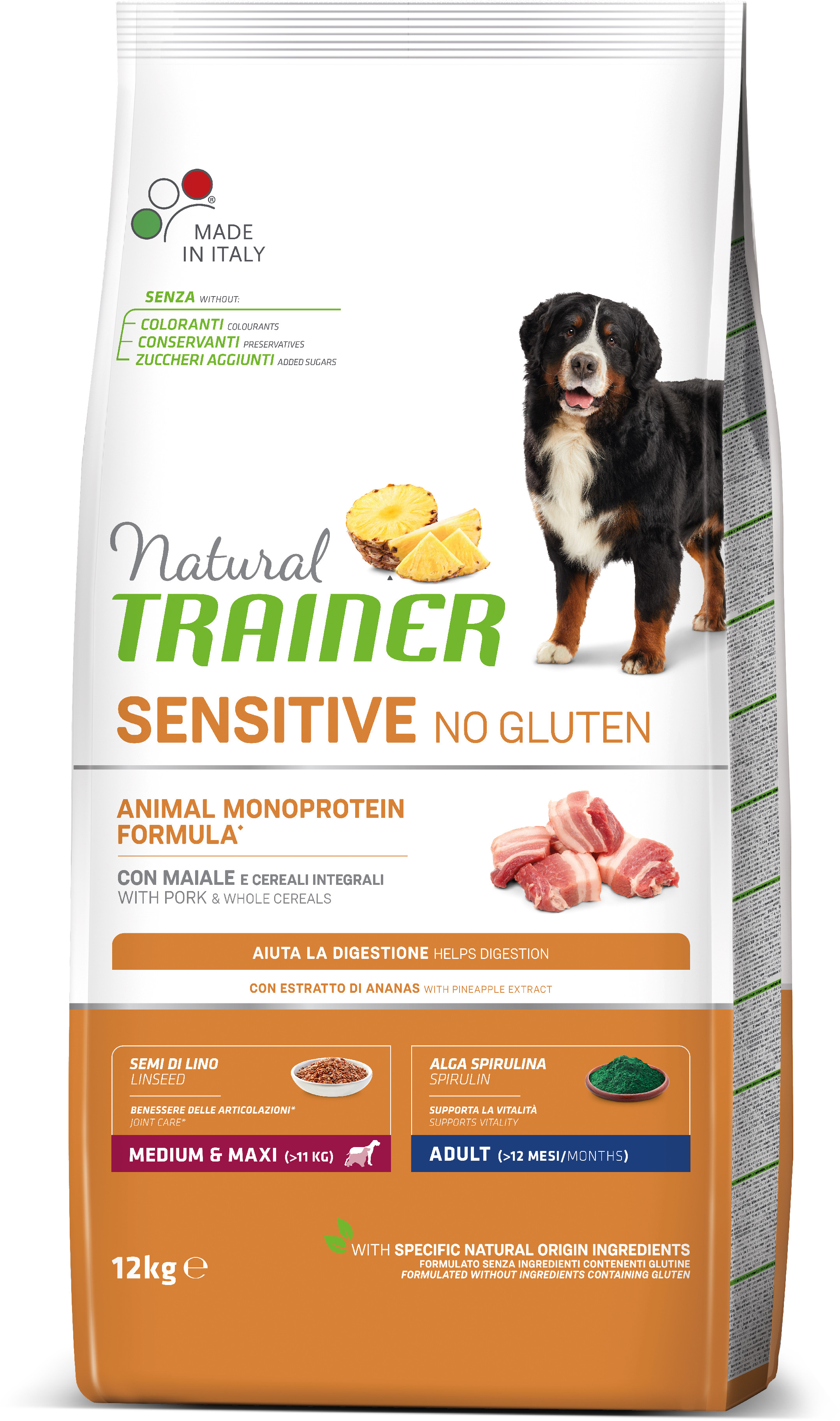 Natural Trainer Sensitive No Gluten Adult M / M vepřové 12 kg