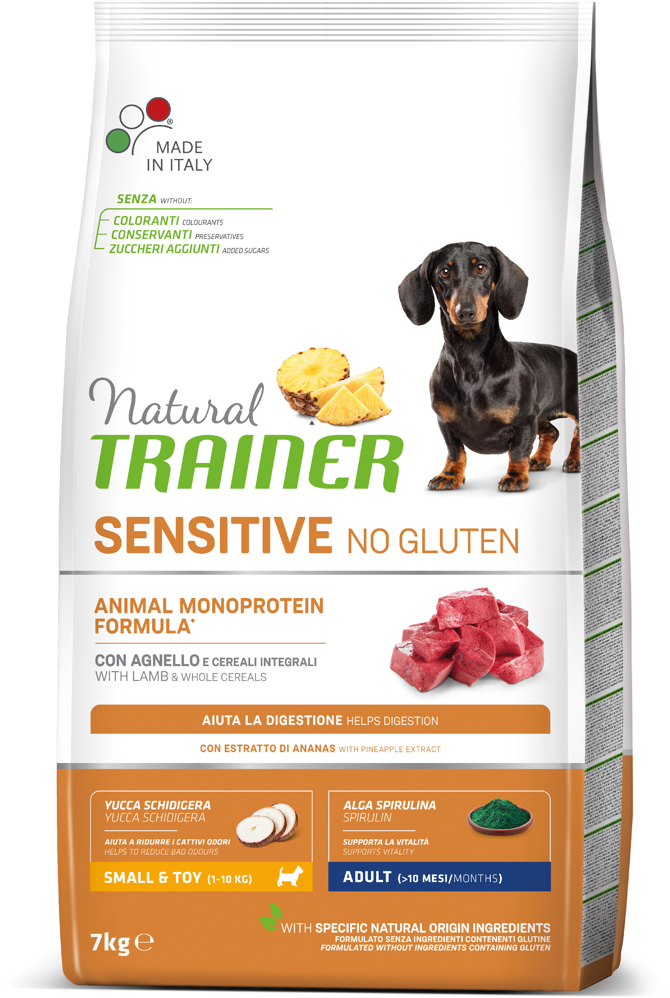 Natural Trainer Sensitive No Gluten Adult Mini jehně a rýže 7 kg
