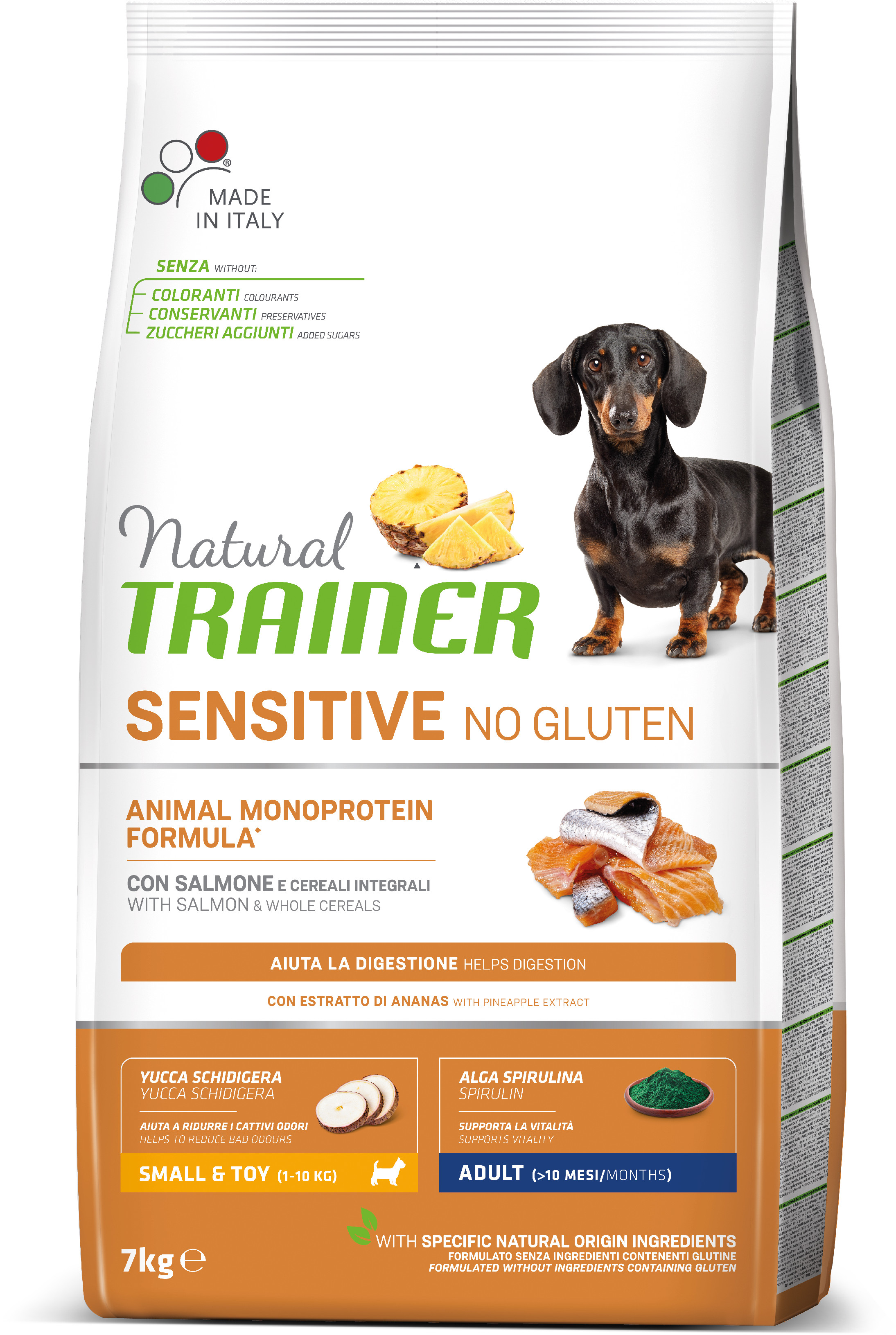 Natural Trainer Sensitive No Gluten Adult Mini losos 7 kg