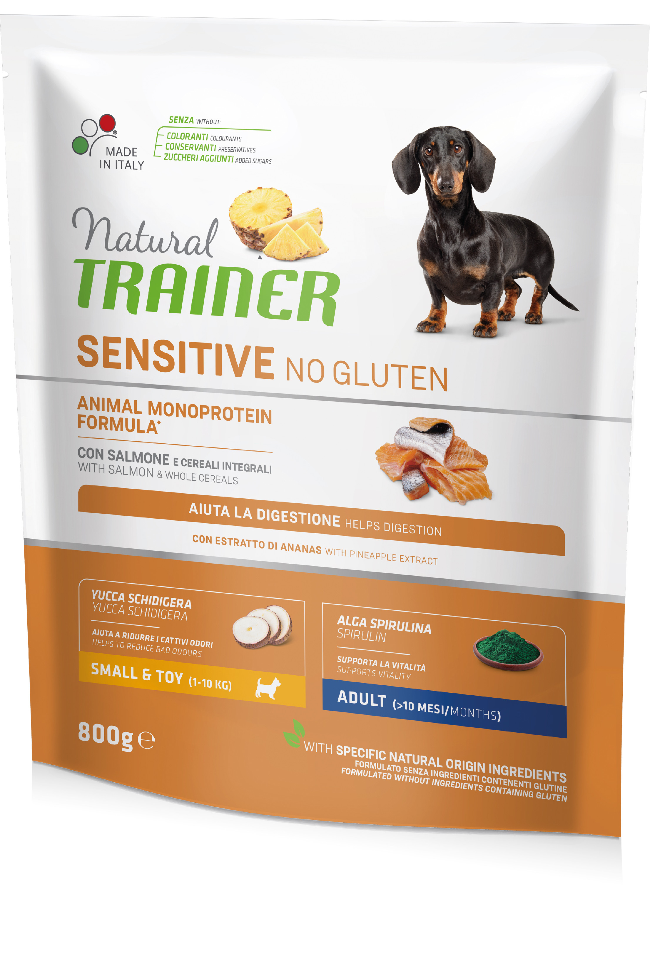 Natural Trainer Sensitive No Gluten Adult Mini losos 800 g