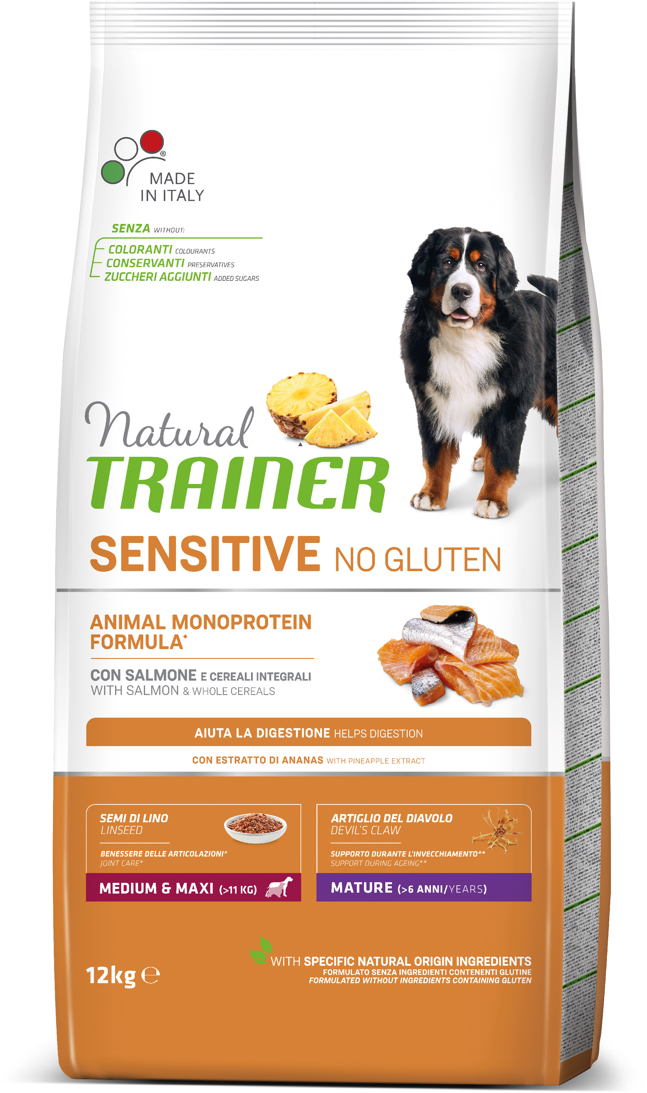 Natural Trainer Sensitive No Gluten Maturity M / M losos 12 kg