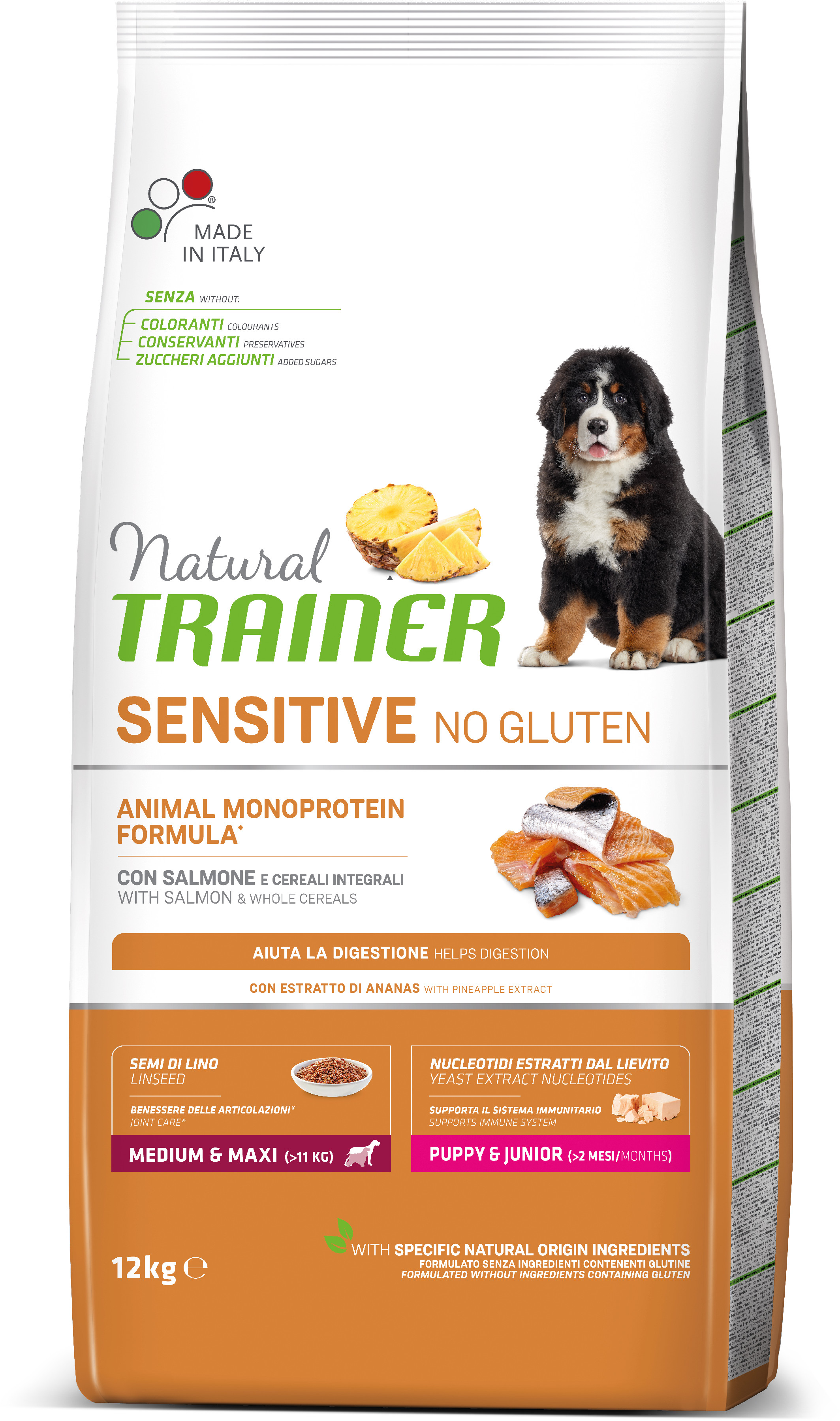 Natural Trainer Sensitive No Gluten Puppy & Junior M / M losos 12 kg