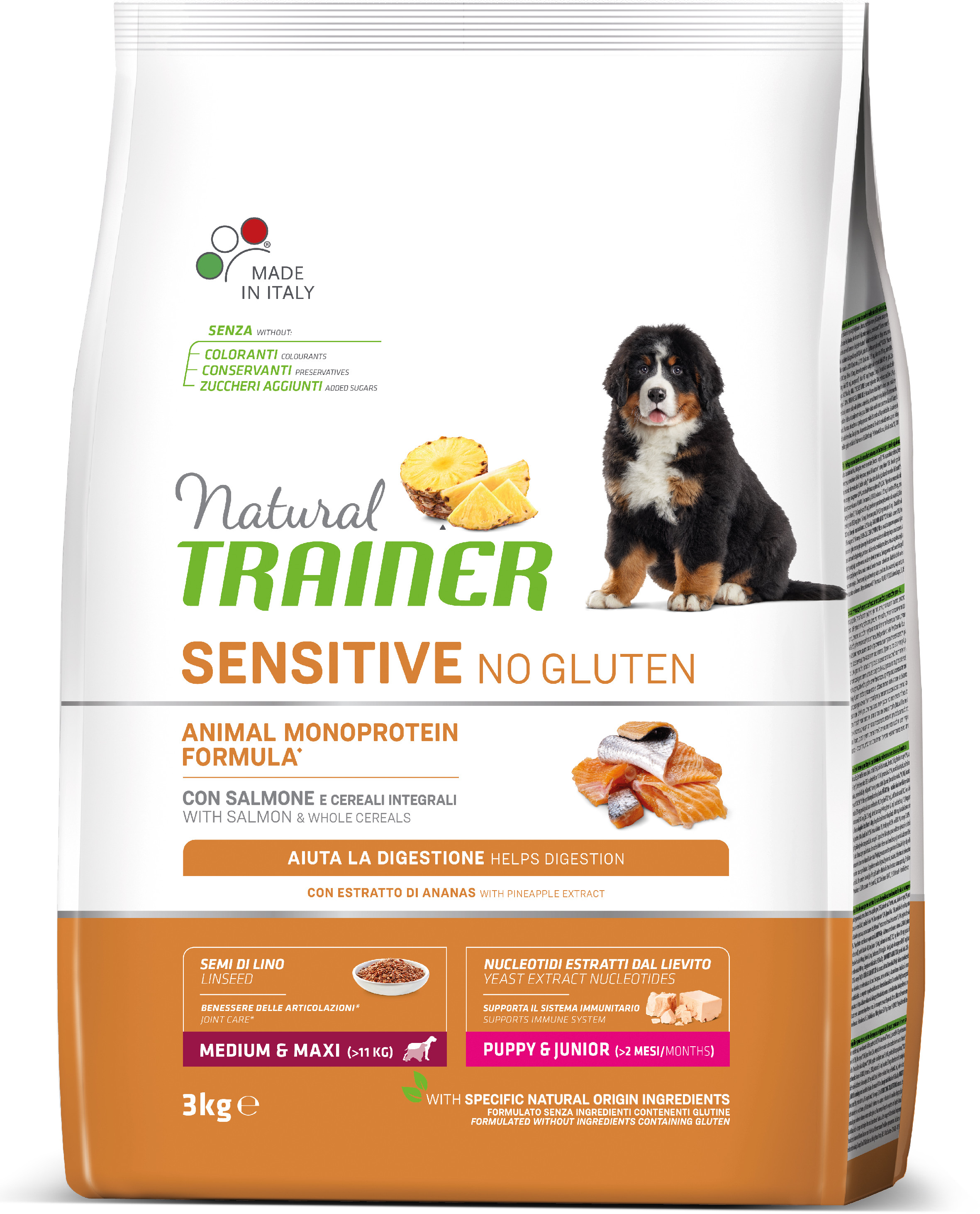 Natural Trainer Sensitive No Gluten Puppy & Junior M / M losos 3 kg