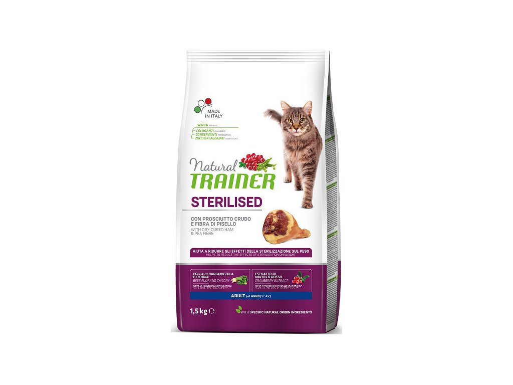 Natural Trainer TRAINER Natural Cat STERILISED sušená šunka 1,5 kg