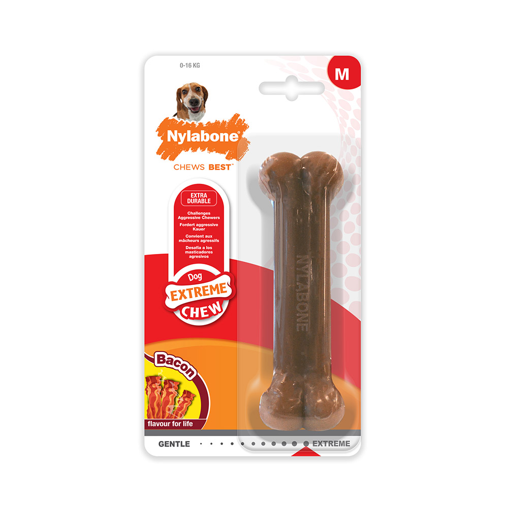 Nylabone hračka Extreme kost příchuť slanina M