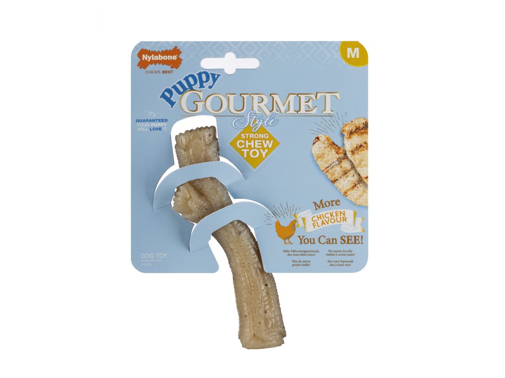 Nylabone hračka Gourmet Puppy klacek příchuť kuřecí M