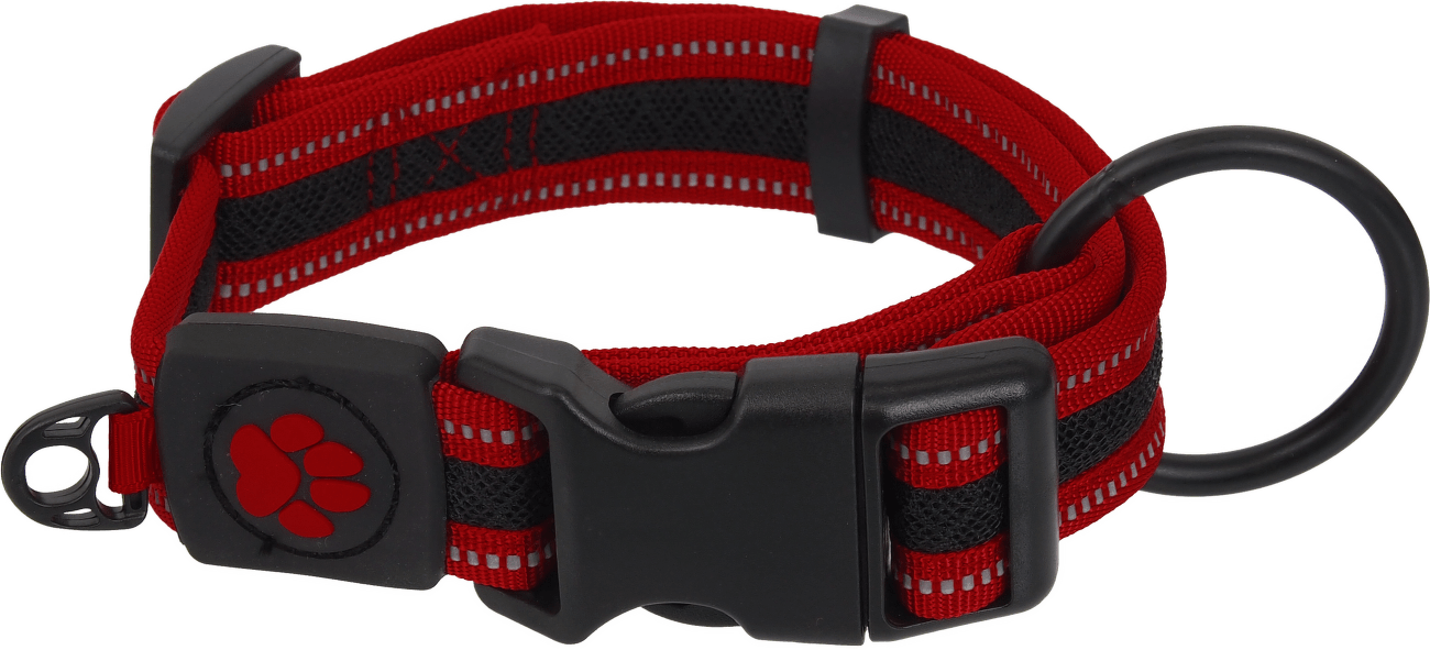 Obojek Active Dog Fluffy M červený 2,5x33-48cm