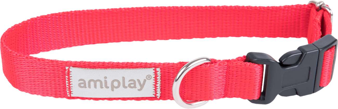 Obojek pro psy Amiplay Samba nastavitelný červený S 20–35 cm × 1,5 cm
