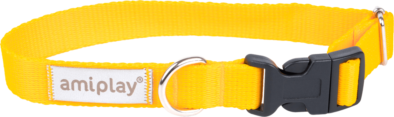 Obojek pro psy Amiplay Samba nastavitelný žlutý S 20–35 cm × 1,5 cm