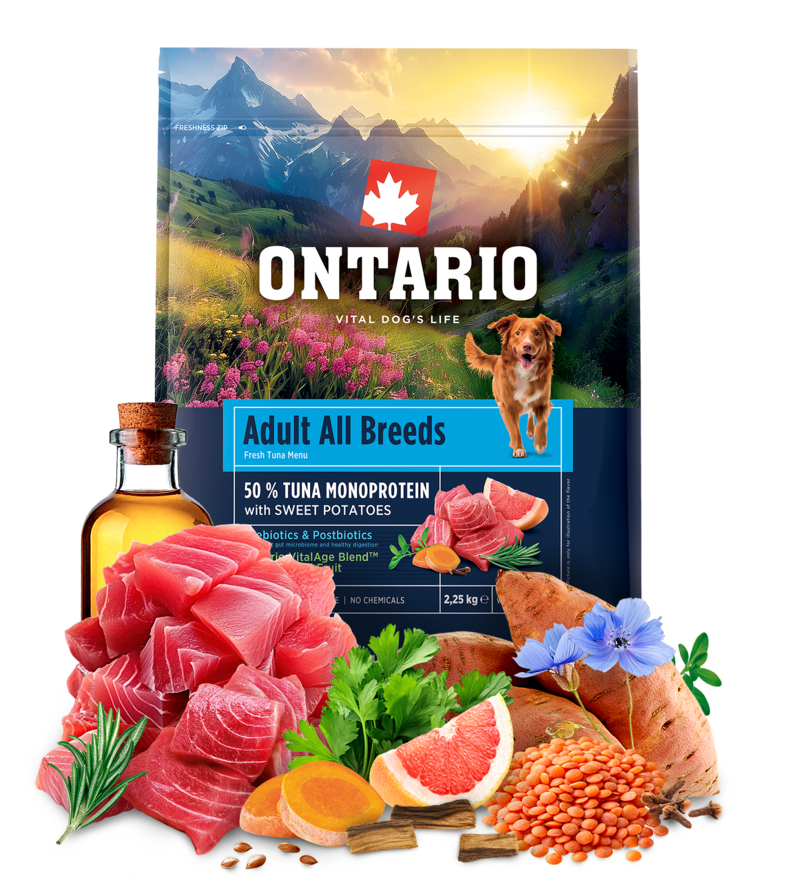 Ontario Adult All Breeds Monoprotein Tuna & Sweet Potatoes 2,25kg