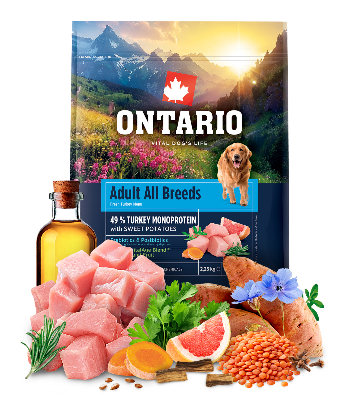Ontario Adult All Breeds Monoprotein Turkey & Sweet Potatoes 2,25kg