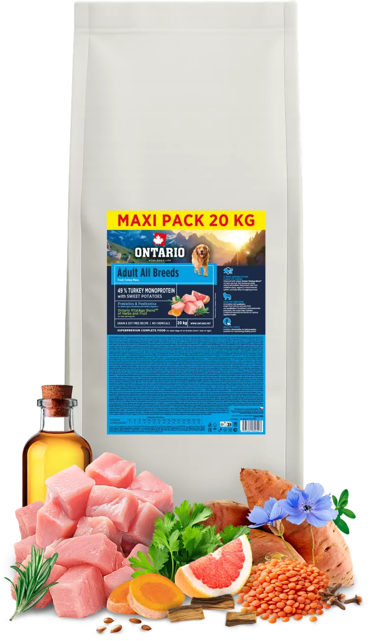 Ontario Adult All Breeds Monoprotein Turkey & Sweet Potatoes 20kg