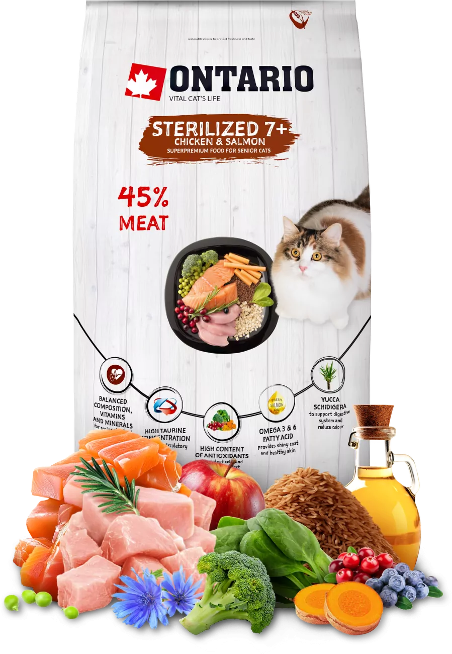 Ontario Cat Sterilised 7+ Senior 6,5kg