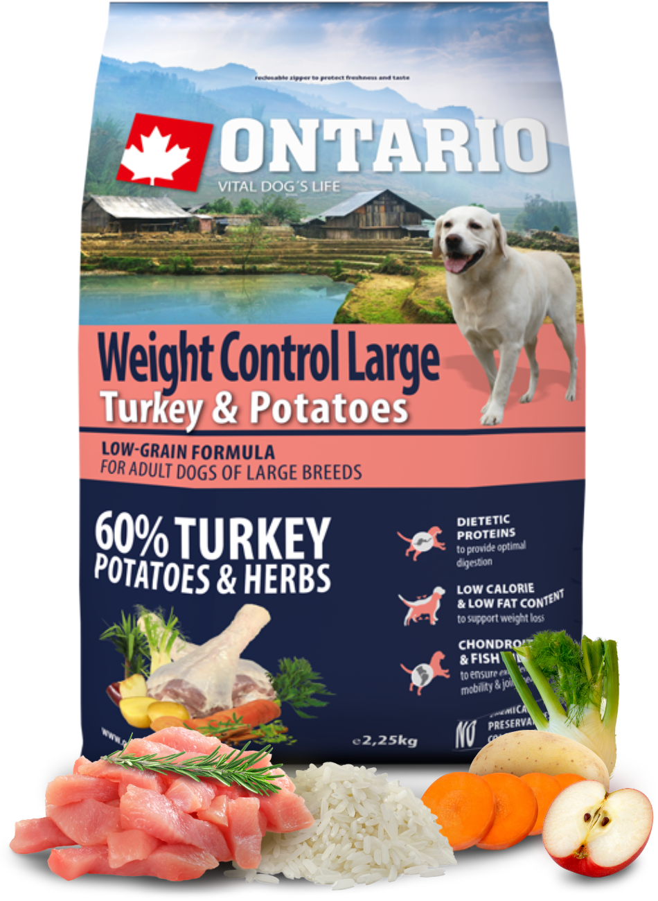 Ontario Large Weight Control Turkey & Potatoes 2,25 kg