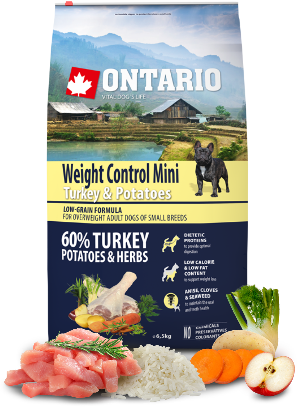 Ontario Mini Weight Control Turkey & Potatoes 6,5kg