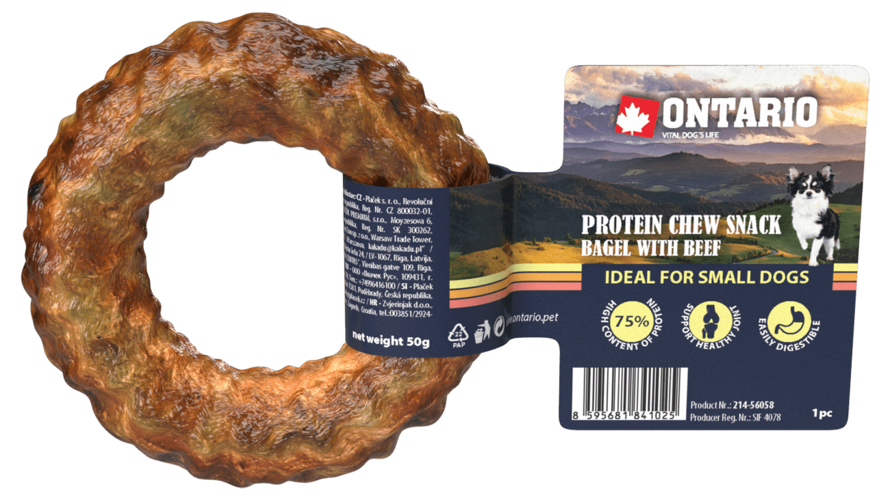 Ontario Protein žvýkací pamlsek bagel s hovězím