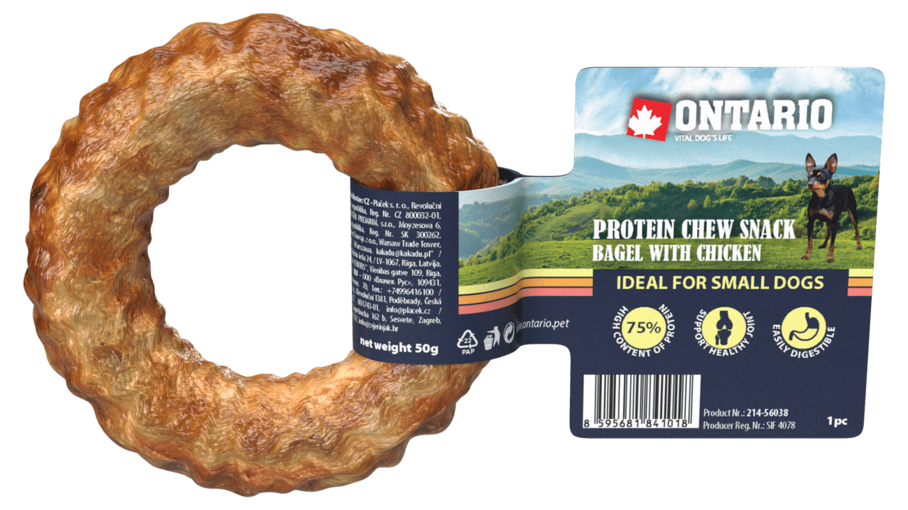 Ontario Protein žvýkací pamlsek bagel s kuřecím
