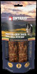 Ontario Protein žvýkací pamlsek malá rolka s hovězím 2ks