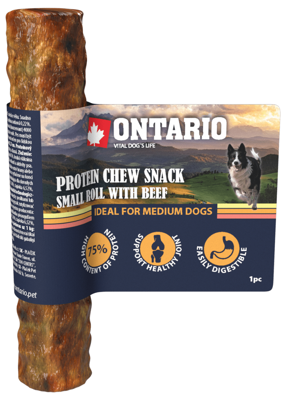 Ontario Protein žvýkací pamlsek malá rolka s hovězím