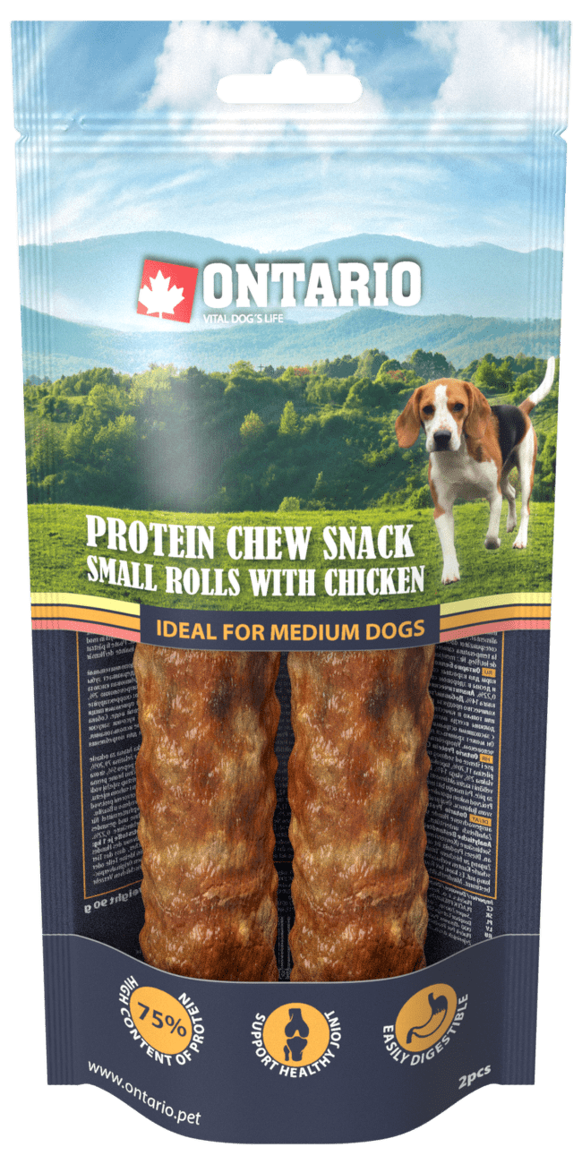Ontario Protein žvýkací pamlsek malá rolka s kuřecím 2ks