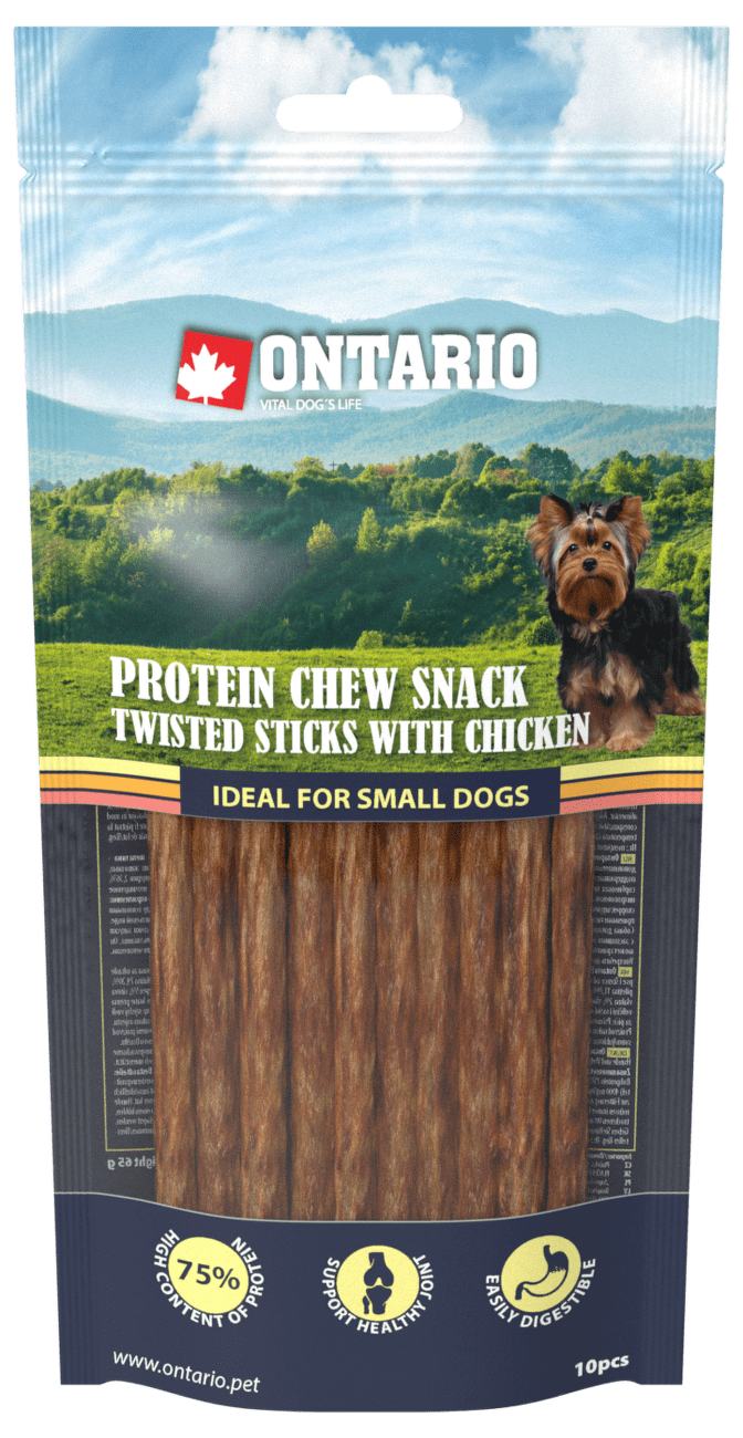 Ontario Protein žvýkací pamlsek točené tyčinky s kuřecím 10ks